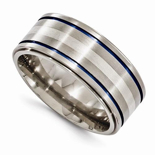 Edward Mirell Titanium w/ Sterling Silver & Blue Anodized - 10mm - AydinsJewelry