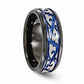Edward Mirell Black Ti Scroll Pattern Blue Anodized Ring - 9mm - AydinsJewelry
