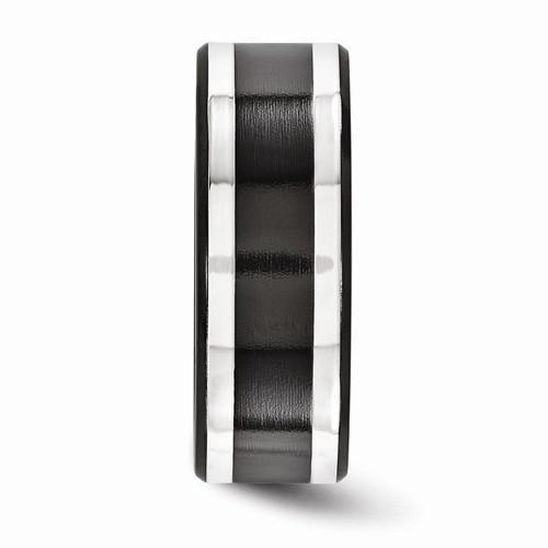 Edward Mirell Titanium Black Ti & Sterling Silver Inlay - 9mm - AydinsJewelry