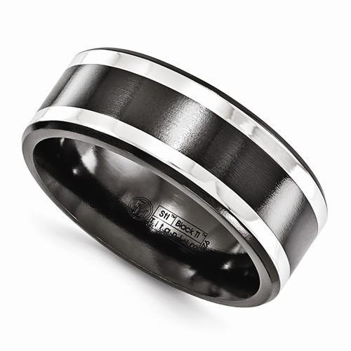 Edward Mirell Titanium Black Ti & Sterling Silver Inlay - 9mm - AydinsJewelry
