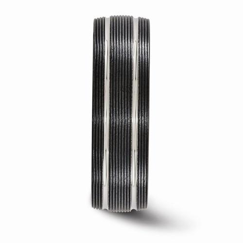 Edward Mirell Titanium Black Ti Textured Lines - 7mm - AydinsJewelry