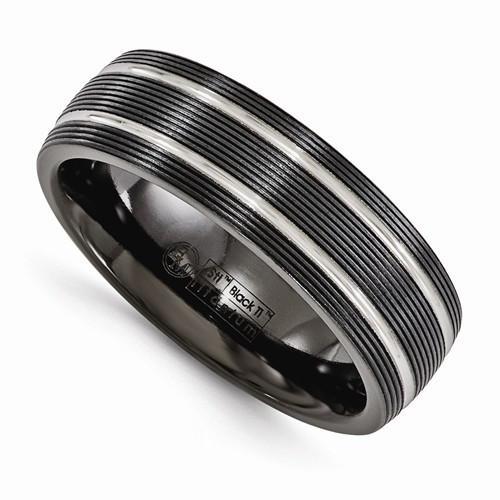 Edward Mirell Titanium Black Ti Textured Lines - 7mm - AydinsJewelry