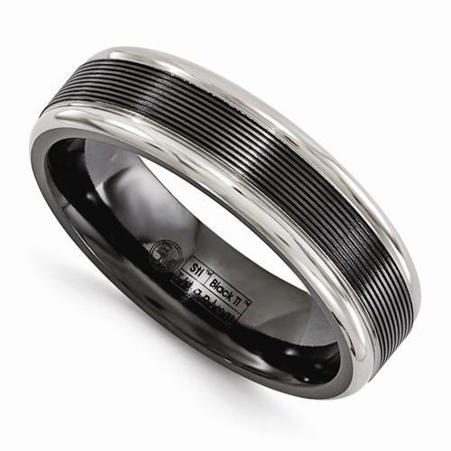 Edward Mirell Black TI -Traction Finish W/Polished Edge - 6mm - AydinsJewelry