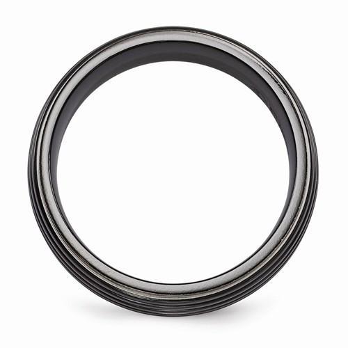 Edward Mirell Titanium Black Ti Ribbed Ring - 8mm - AydinsJewelry