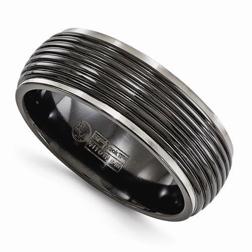Edward Mirell Titanium Black Ti Ribbed Ring - 8mm - AydinsJewelry