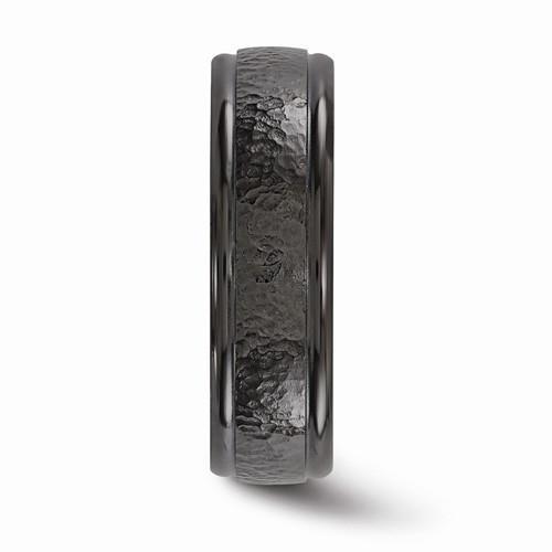 Edward Mirell Titanium Black Ti Hammered Ring - 7mm - AydinsJewelry