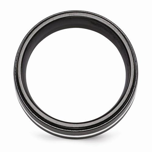 Edward Mirell Titanium Black Ti & Sterling Silver Inlay - 10mm - AydinsJewelry