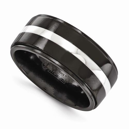 Edward Mirell Titanium Black Ti & Sterling Silver Inlay - 10mm - AydinsJewelry