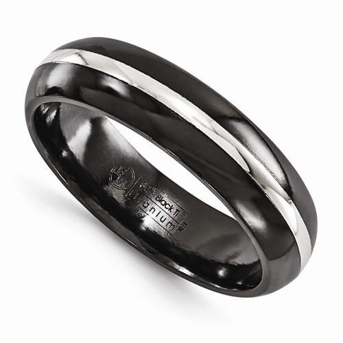 Edward Mirell Black Ti Domed & Sterling Silver Inlay - 6mm - AydinsJewelry