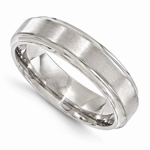 Edward Mirell Titanium Brushed & Polished Beveled - 6mm - AydinsJewelry