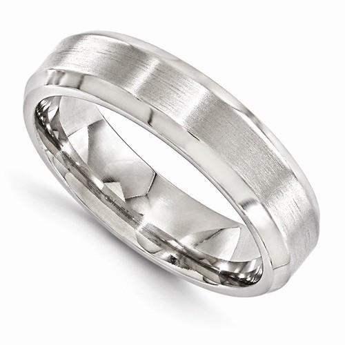 Edward Mirell Titanium Brushed & Polished Beveled - 6mm - AydinsJewelry