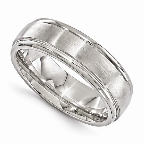 Edward Mirell Titanium Brushed & Polished Band - 7mm - AydinsJewelry