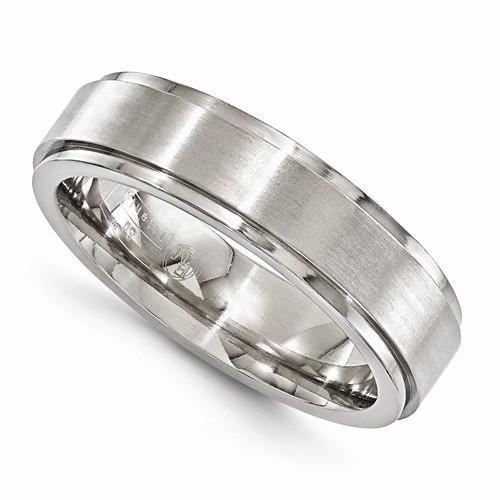 Edward Mirell Titanium Brushed & Polished Band - 6mm - AydinsJewelry