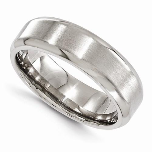 Edward Mirell Titanium Brushed & Polished Beveled Band - 7mm - AydinsJewelry