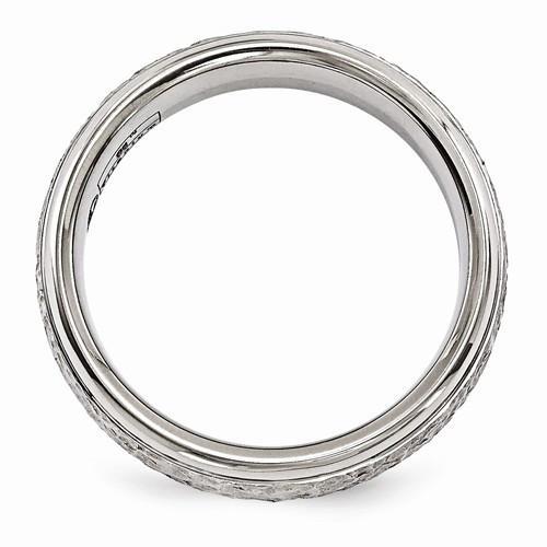 Edward Mirell Titanium Brushed & Polished Hammered Ring - 7mm - AydinsJewelry