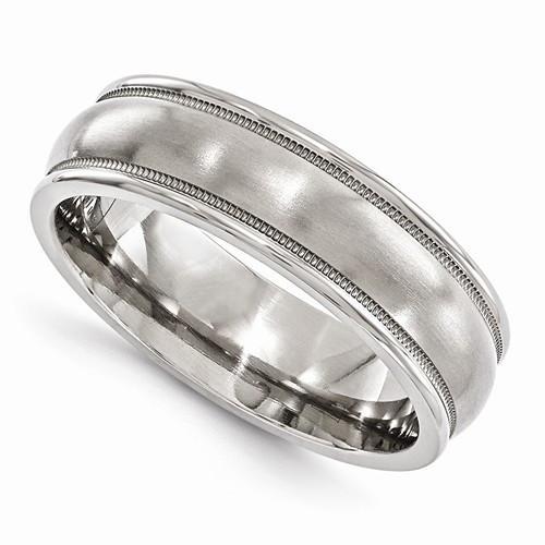 Edward Mirell Titanium Brushed & Polished Milgrain Band - 6mm - AydinsJewelry