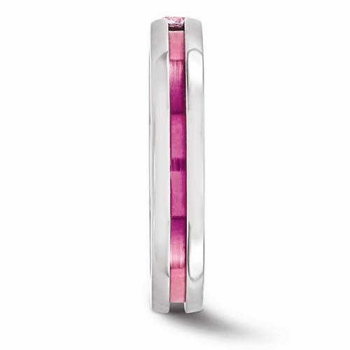 Edward Mirell Titanium Pink Sapphire & Anodized Grooved - 4mm - AydinsJewelry