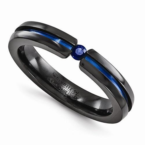 Edward Mirell Black Ti Sapphire & Blue Anodized - 4mm - AydinsJewelry