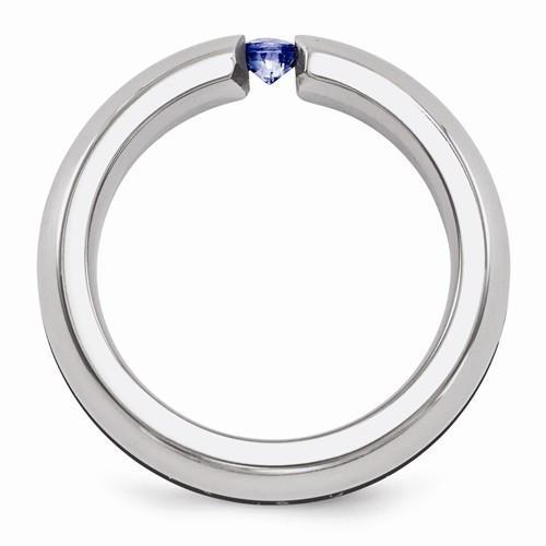 Edward Mirell Titanium Sapphire & Blue Anodized Ring - 6mm - AydinsJewelry