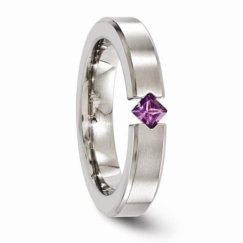 Edward Mirell Titanium Satin Finish w/ Amethyst - 4mm