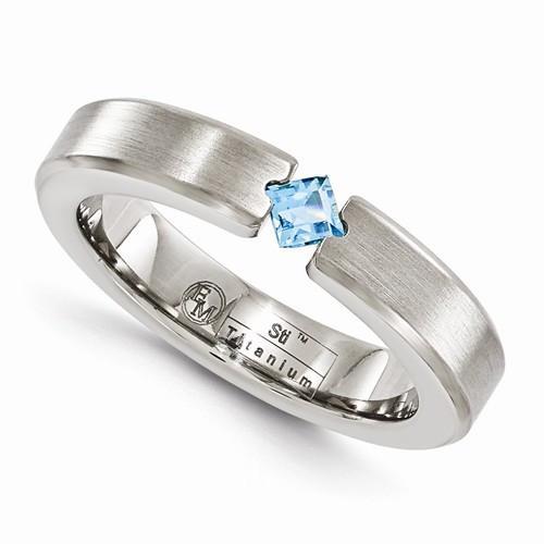 Edward Mirell Titanium Satin Finish w/ Blue Topaz - 4mm - AydinsJewelry