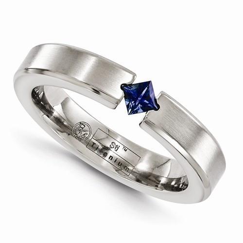 Edward Mirell Titanium Satin Finish w/ Sapphire - 4mm - AydinsJewelry