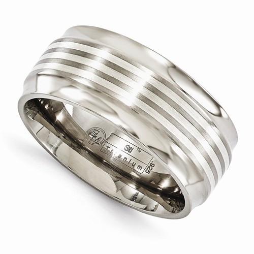 Edward Mirell Titanium W/Sterling Silver Inlay Beveled Edge - 9mm - AydinsJewelry