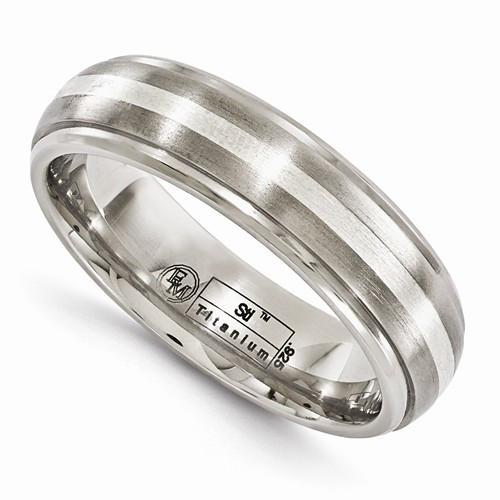 Edward Mirell Titanium Brushed & Polished w/ Sterling Silver - 6mm - AydinsJewelry