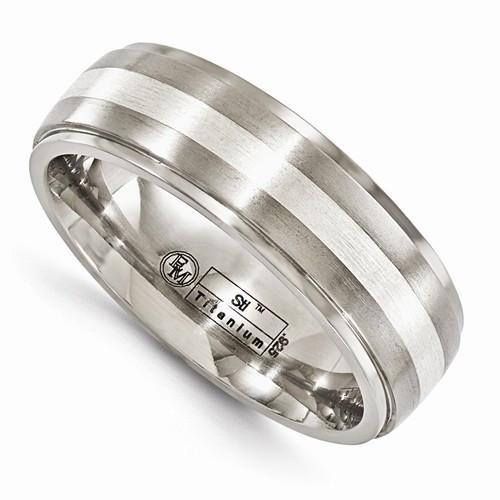 Edward Mirell Titanium Brushed & Polished w/ Sterling Silver - 7mm - AydinsJewelry