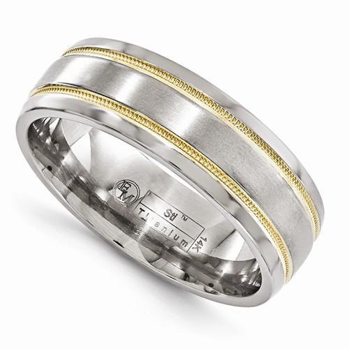 Edward Mirell Titanium &14k Satin & Polished Millgrain - 7mm - AydinsJewelry