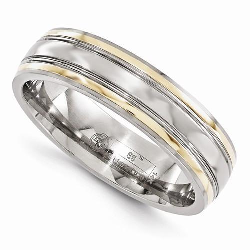 Edward Mirell Titanium & 14K Edge Polished Band - 6mm - AydinsJewelry