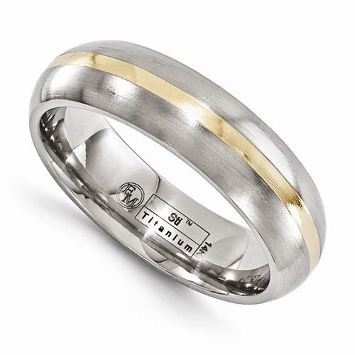 Edward Mirell Titanium And 14k Gold Brushed Band - 6mm - AydinsJewelry