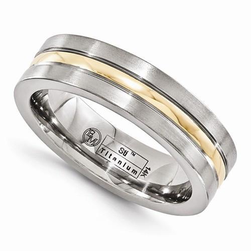 Edward Mirell Titanium And 14K Brushed & Polished Ring - 6mm - AydinsJewelry