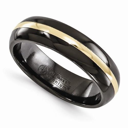 Edward Mirell Black Ti And 14K Domed Ring - 6mm - AydinsJewelry