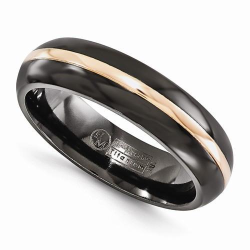 Edward Mirell Black Ti With 14k Rose Gold Domed - 6mm - AydinsJewelry