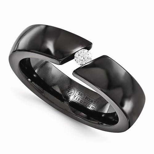 Edward Mirell Black Ti .10ct Diamond Ring - 6mm - AydinsJewelry