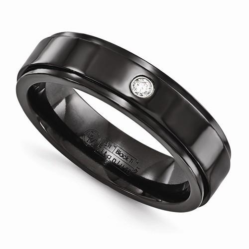 Edward Mirell Black Ti .03ct Diamond w/ Sterling Silver Bezel - 6mm - AydinsJewelry