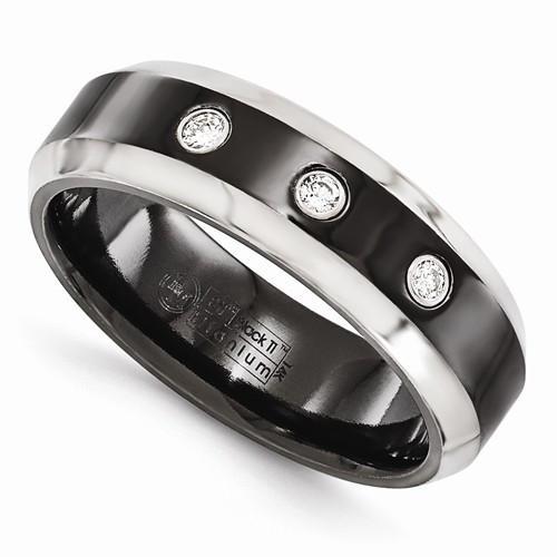Edward Mirell Black Ti Beveled .09 Ct Diamond w/ Sterling Silver Bezel - 7mm - AydinsJewelry