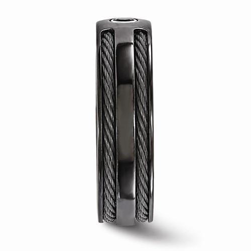 Edward Mirell BlackTi Cable Black Spinel w/ Sterling Silver Bezel - 7mm - AydinsJewelry