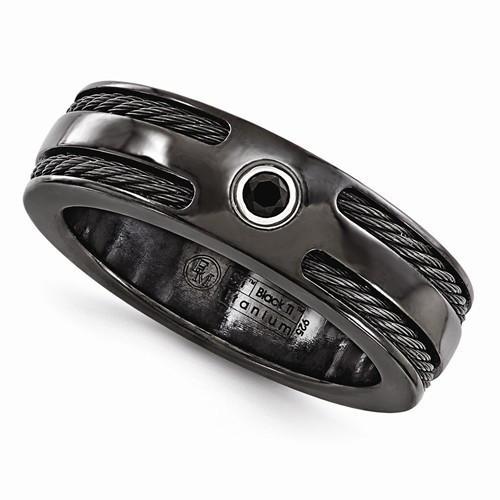 Edward Mirell BlackTi Cable Black Spinel w/ Sterling Silver Bezel - 7mm - AydinsJewelry