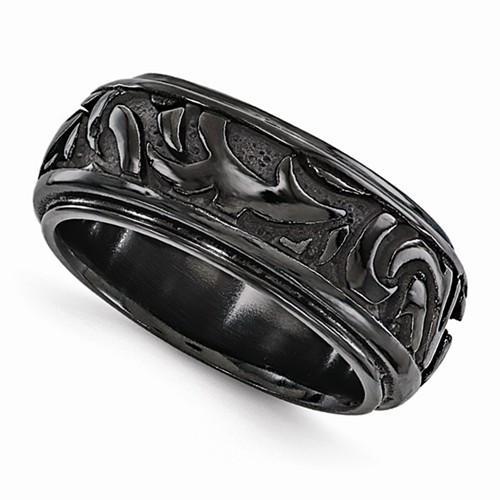 Edward Mirell Black Ti Casted Design Ring - 7mm - AydinsJewelry