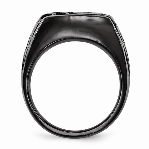 Edward Mirell Titanium Black Ti Casted Design Signet Ring - 17mm - AydinsJewelry