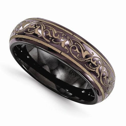Edward Mirell Black Ti Domed Anodized Copper Color Ring - 6mm - AydinsJewelry