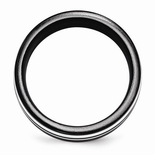 Edward Mirell Black Ti & Sterling Silver Ring - 9mm - AydinsJewelry