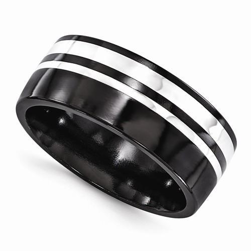 Edward Mirell Black Ti & Sterling Silver Ring - 9mm - AydinsJewelry