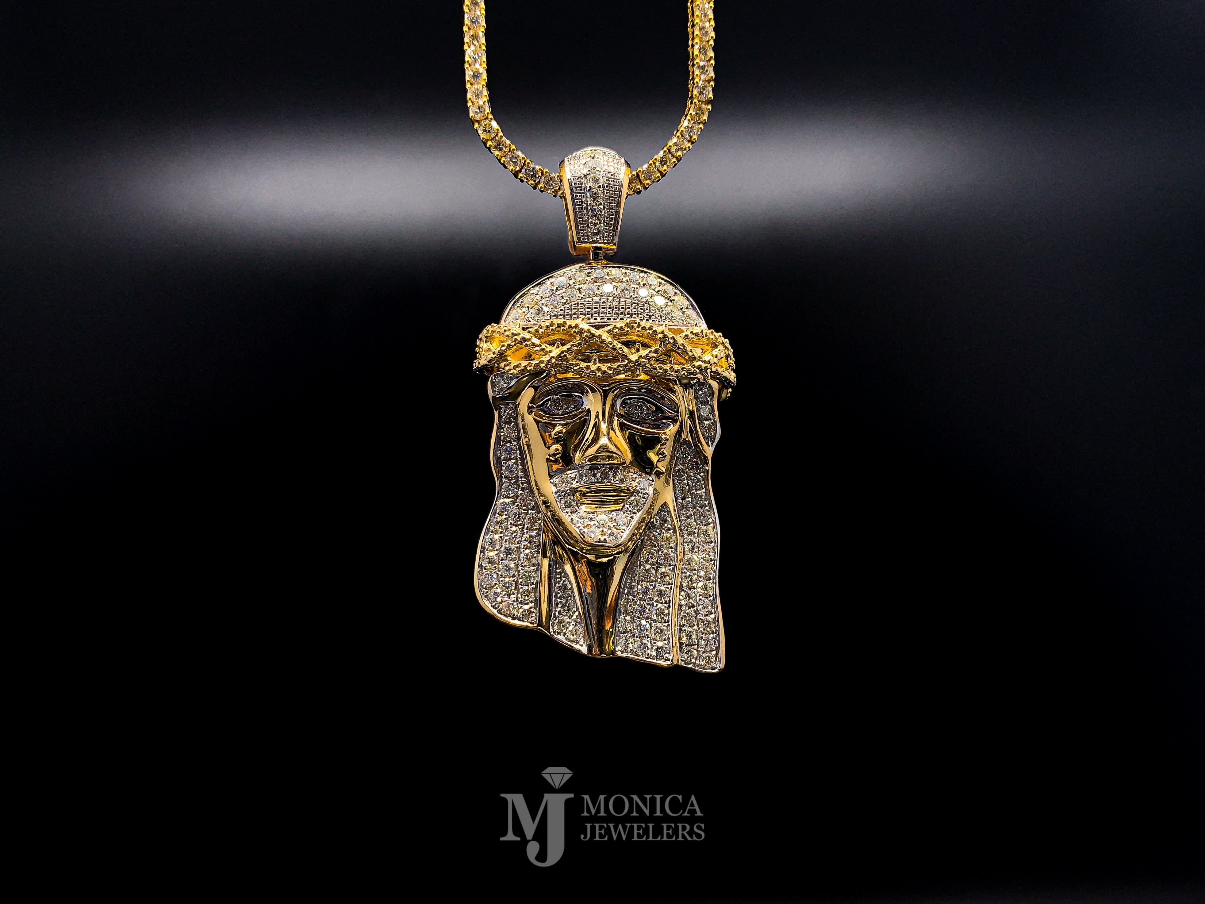 Gold diamond jesus on sale piece