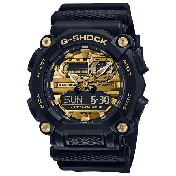 Casio G-Shock Garish Color Black and Golden Accent Watch GA900AG-1A