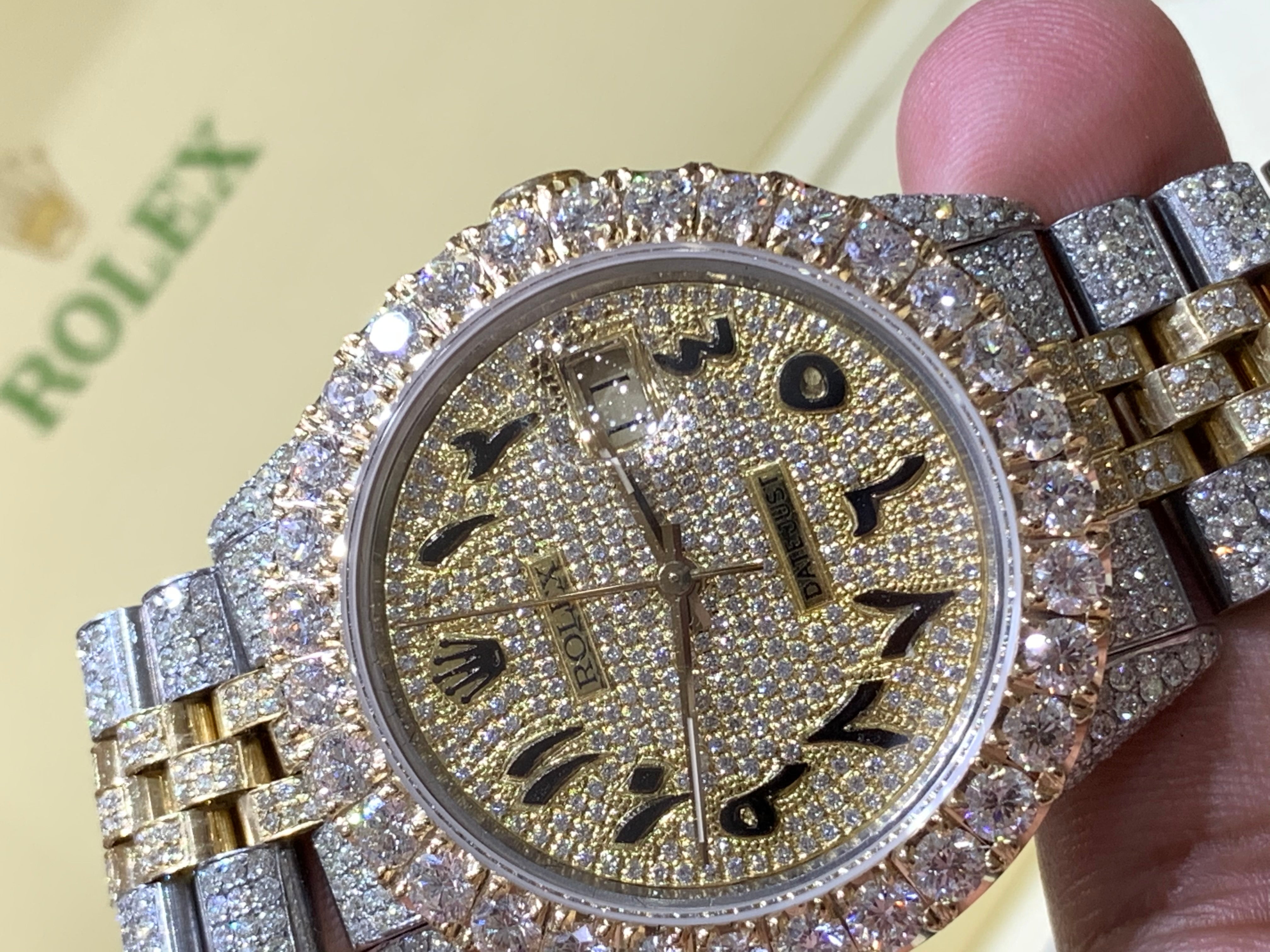 Iced out rolex clearance with arabic numerals