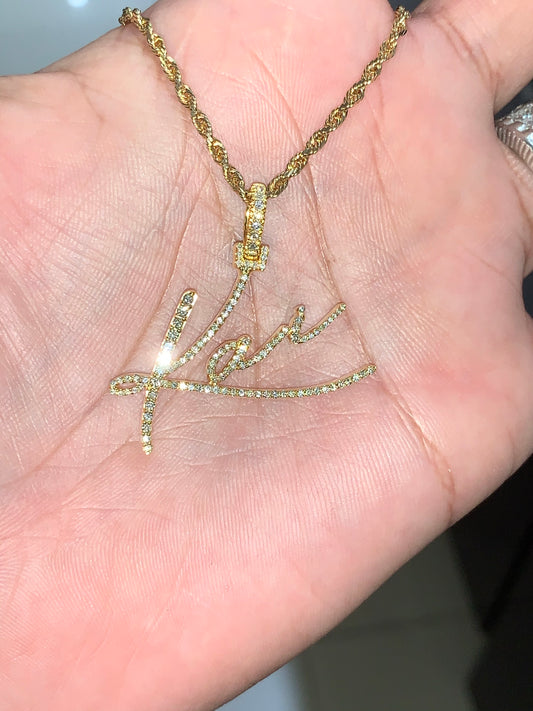 10k Yellow Gold diamond custom Diamond name plate