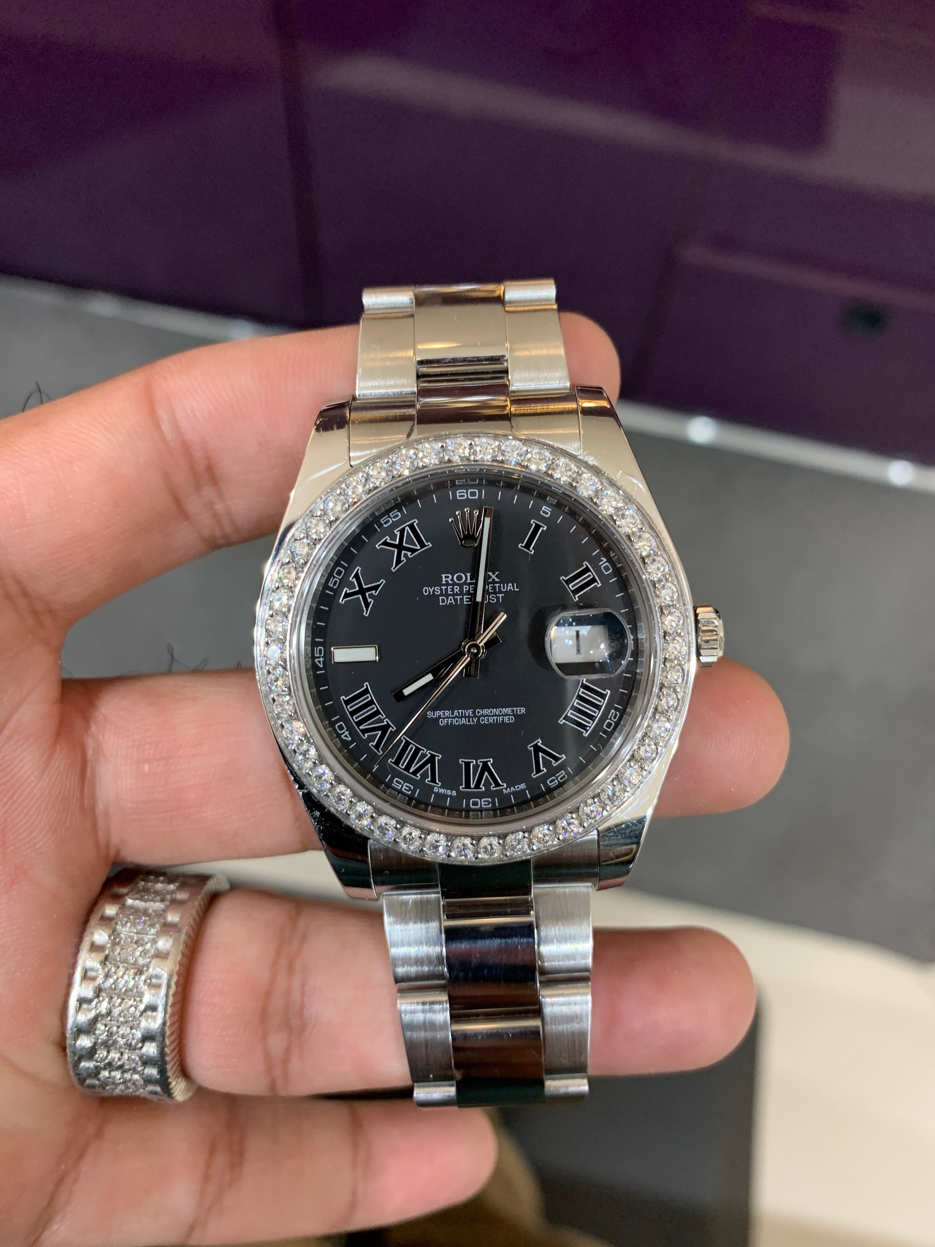 Rolex datejust 41mm hot sale diamond bezel